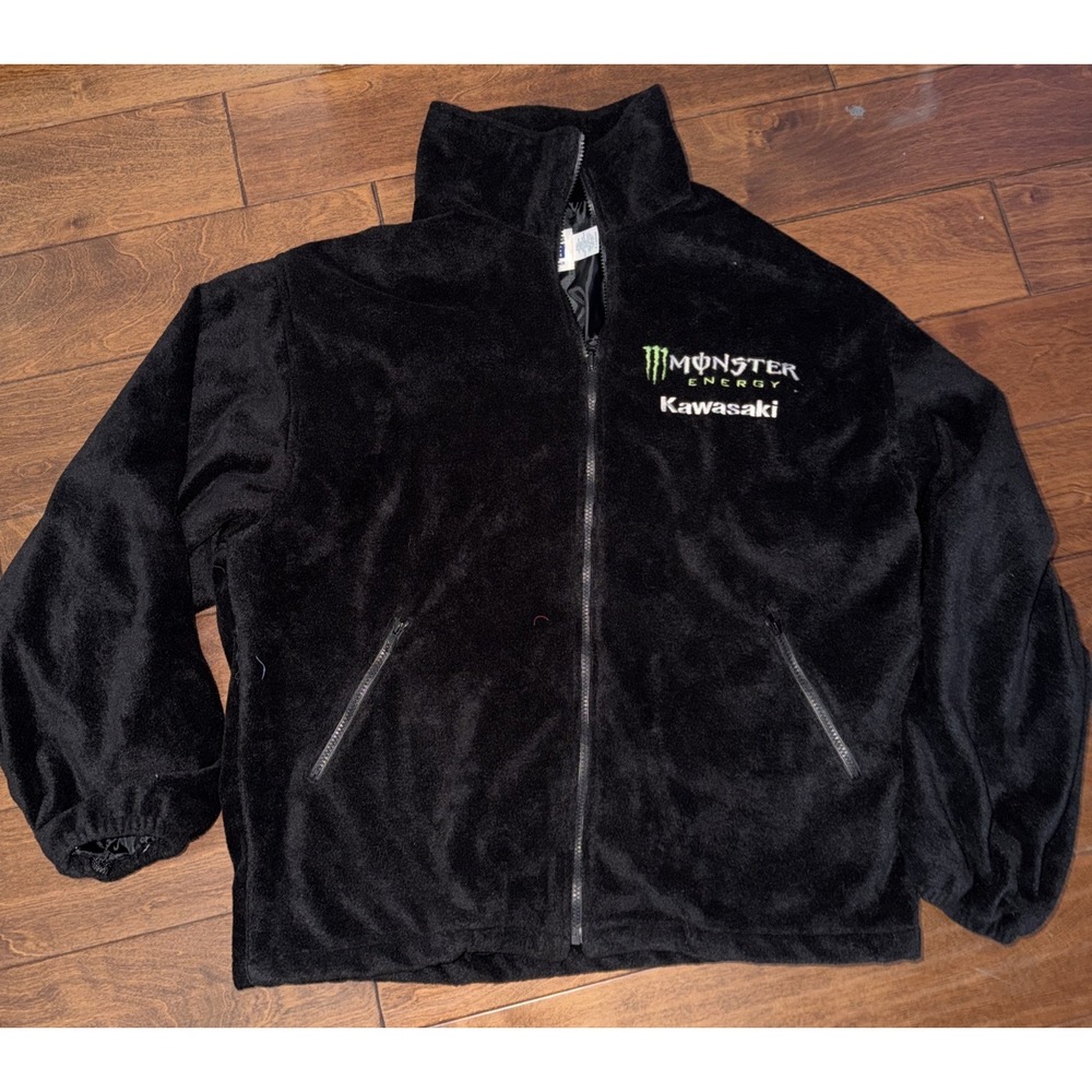 XL Vintage Kawasaki Monster Energy Racing 2 Piece Jacket & Fleece Sweater Zip up - Picture 4 of 16